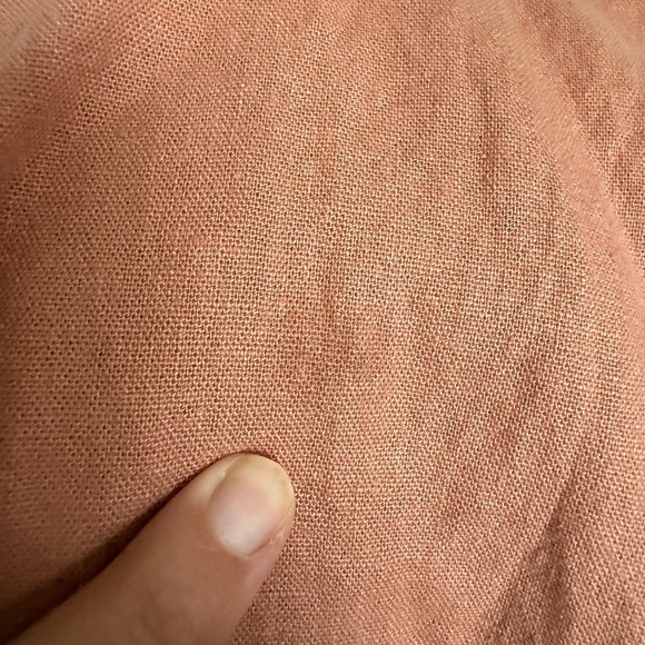 Aura The Label Linen Blend Midi Dress Women’s Large Pink Peach V-neck Collared - Picture 4 of 7